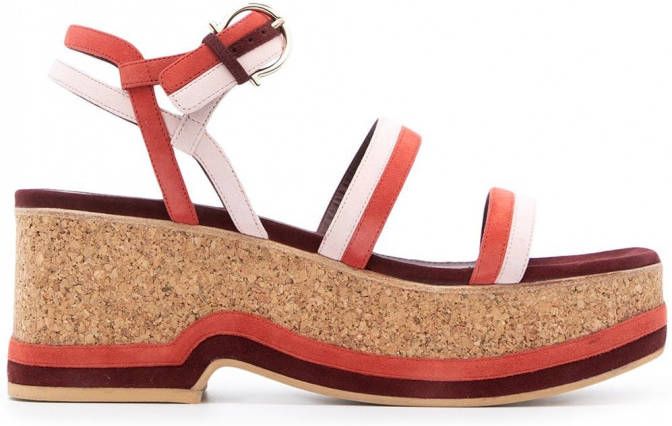 Ferragamo Mysen sandalen met sleehak Rood