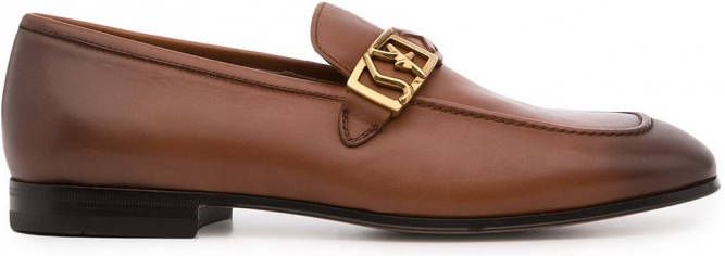 Ferragamo Nairobi loafers met logoplakkaat Bruin