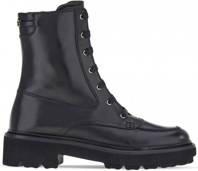 Ferragamo Orlando enkellaarzen met veters Zwart