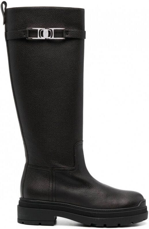 Ferragamo Ryder leren knielaarzen Zwart