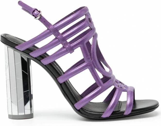 Ferragamo Sandalen met spiegelende hak Paars