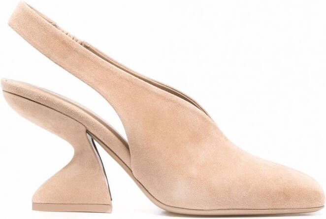 Ferragamo Slingback pumps met F-hak Beige