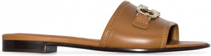 Ferragamo Gancini leren sandalen Bruin