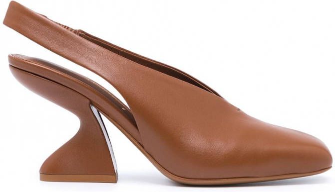 Ferragamo Sloane pumps met chunky hak Bruin