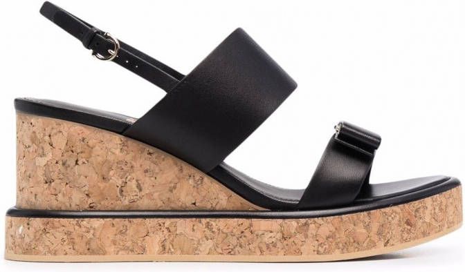 Ferragamo Vara Bow sandalen met sleehak Zwart