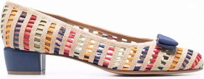 Ferragamo Vara geweven ballerina's Beige