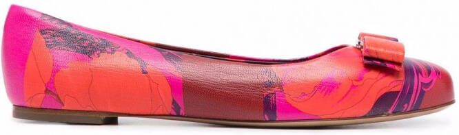 Ferragamo Varina Icon ballerina's Rood