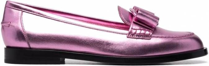 Ferragamo Vivaldo glanzende ballerina's Roze