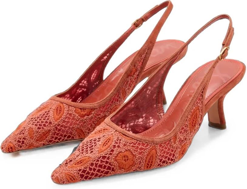 Sam Edelman Bianka mesh slingback pumps met borduurwerk Rood - Foto 3