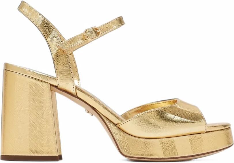 Sam Edelman Fleur chevron-textured platform sandals Goud