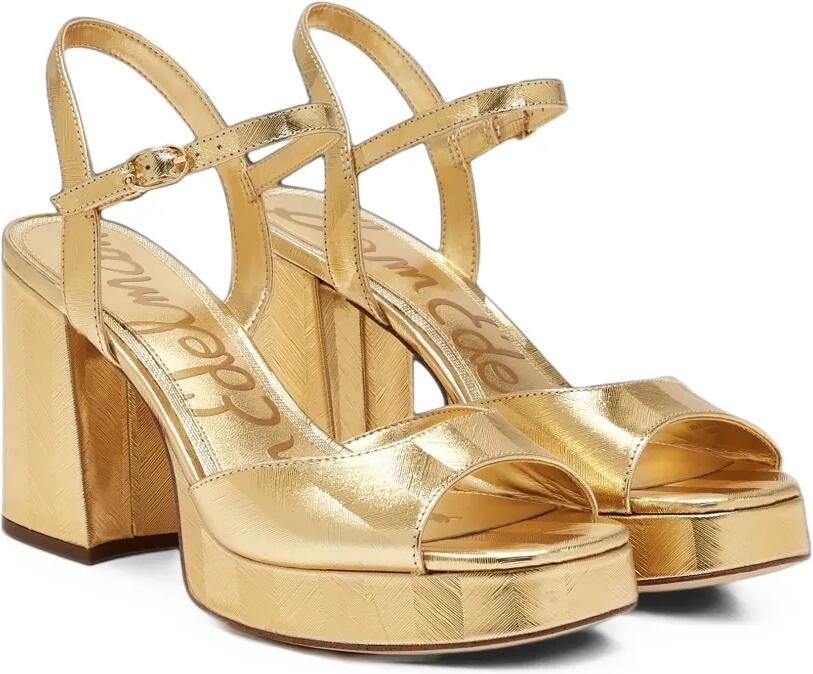 Sam Edelman Fleur chevron-textured platform sandals Goud - Foto 3