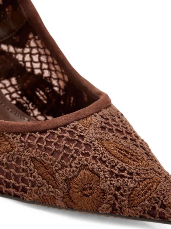 Sam Edelman Hazel mesh pumps met geborduurde bloemen Bruin - Foto 2