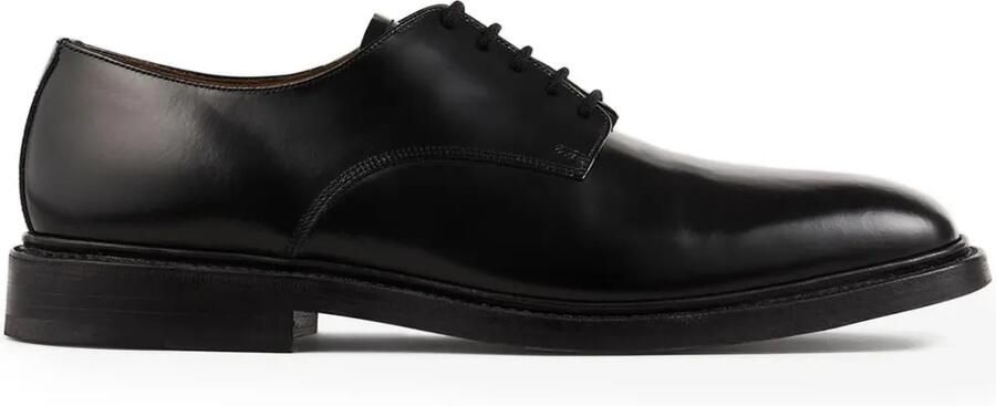 SANDRO Glazed leren derby schoenen Zwart