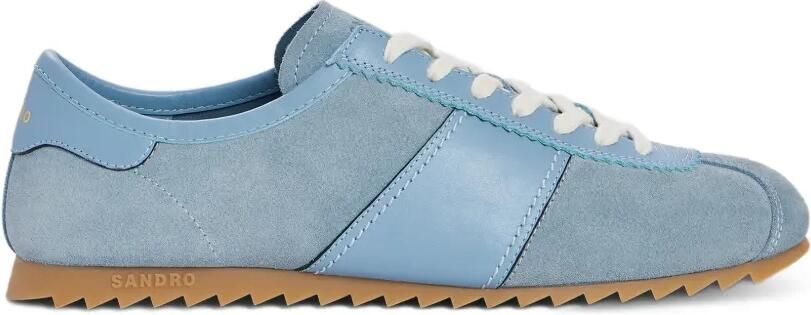 SANDRO Low-top leren en suède sneakers Blauw