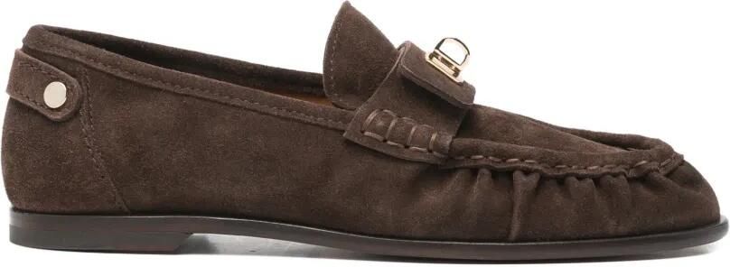 SANDRO Suède loafers met gesp Bruin
