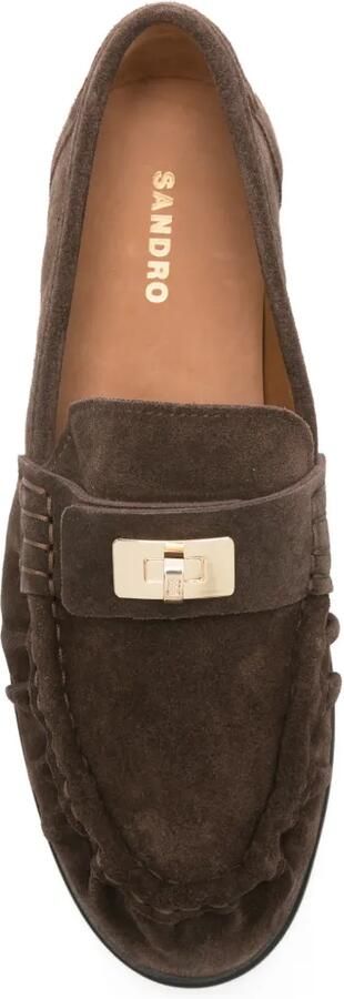 SANDRO Suède loafers met gesp Bruin - Foto 4