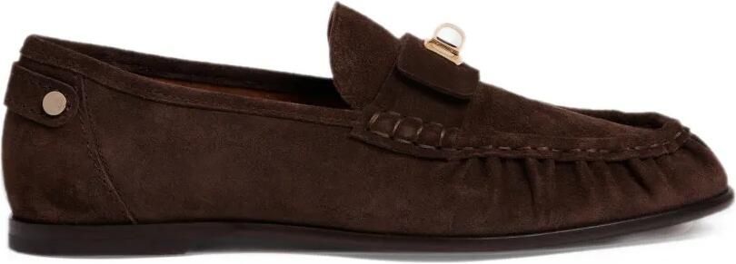 SANDRO Suède loafers met gesp Bruin