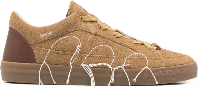 SANTHA contrast-panelled embroidered sneakers Beige