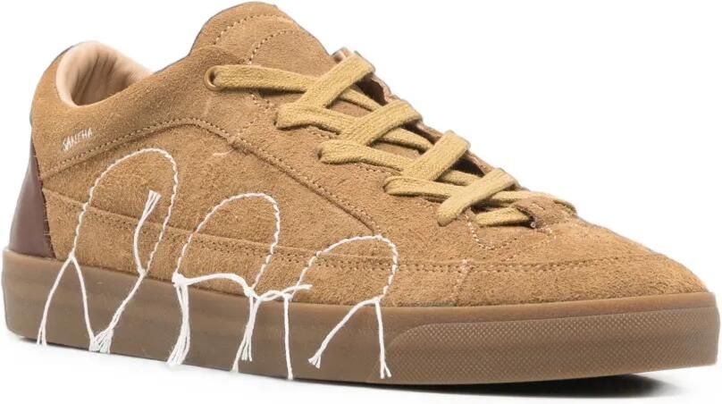 SANTHA contrast-panelled embroidered sneakers Beige - Foto 2
