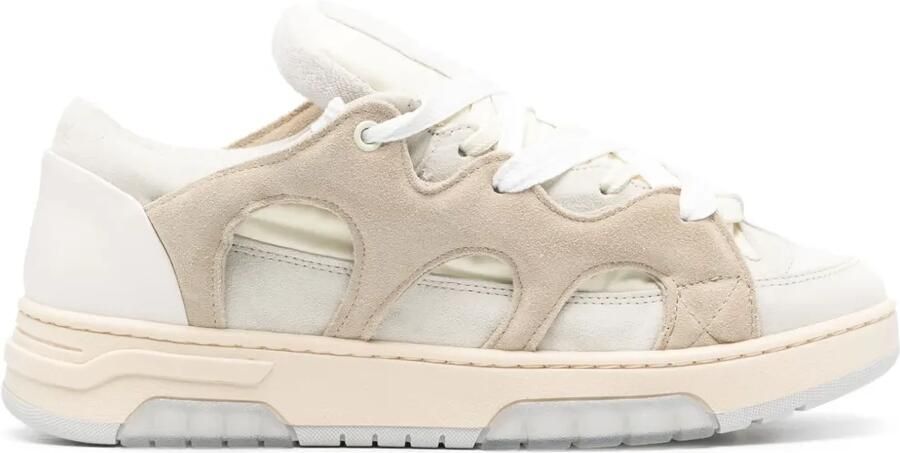 SANTHA Gewatteerde leren sneakersmet vlakken Beige