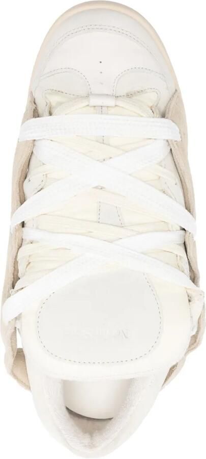 SANTHA Gewatteerde leren sneakersmet vlakken Beige - Foto 4