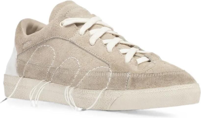 SANTHA Love Cut suède sneakers met contrasterende stiksels Beige - Foto 3