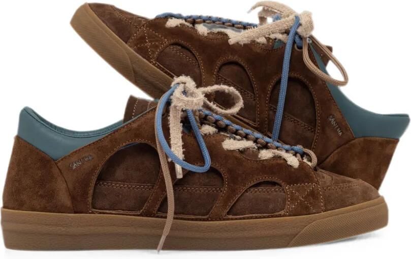 SANTHA Love Park suède sneakers met uitgesneden details Bruin - Foto 2