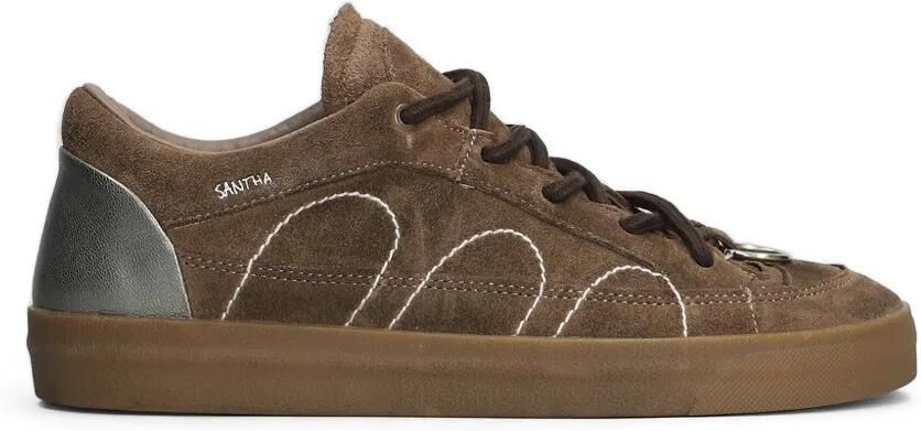 SANTHA Low-top sneakers met contrasterende stiksels Bruin