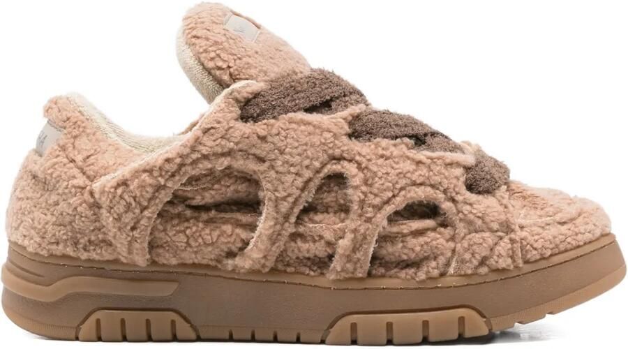SANTHA Sneakers met imitatiebont en uitgesneden details Beige