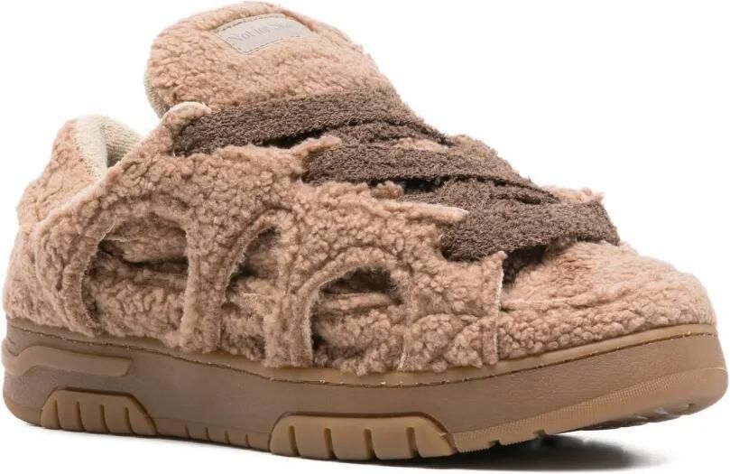 SANTHA Sneakers met imitatiebont en uitgesneden details Beige - Foto 3