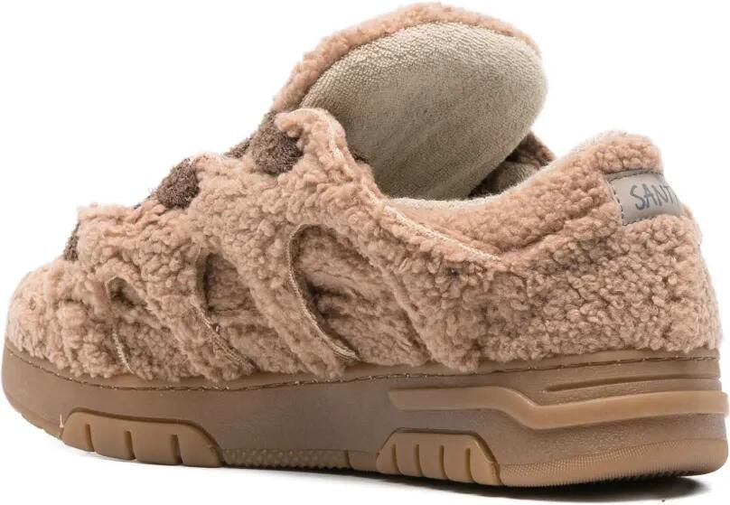 SANTHA Sneakers met imitatiebont en uitgesneden details Beige - Foto 2