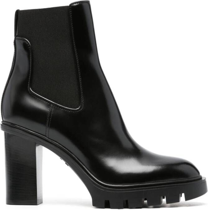 Santoni Leren Chelsea laarzen Zwart