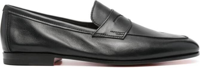 Santoni Leren loafers met ronde neus Zwart