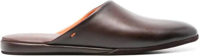 Santoni Beachy leren slippers Bruin