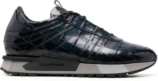 Santoni crocodile-effect low-top sneakers Blauw