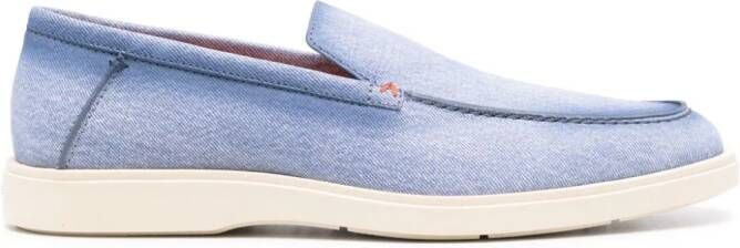 Santoni Loafers met denim print Blauw