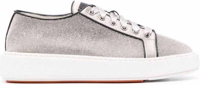 Santoni Derby sneakers met pailletten Grijs