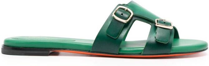 Santoni Slippers met dubbele gesp Groen