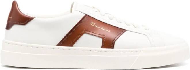 Santoni Double Buckle leren sneakers Wit