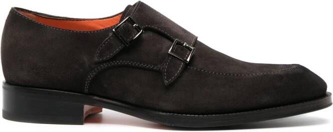 Santoni Suède gespschoenen Bruin