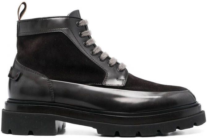 Santoni Enkellaarzen met vlakken Zwart