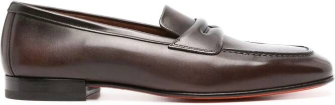 Santoni Figaro leren loafers Bruin