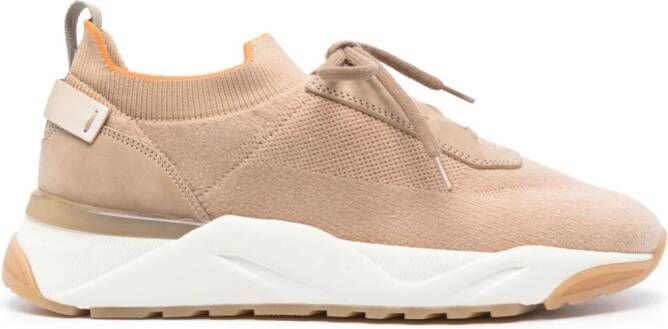 Santoni Gebreide sneakers met vlakken Beige