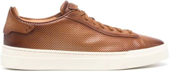 Santoni Geperforeerde sneakers Bruin