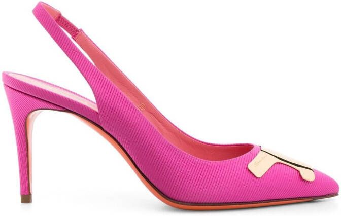 Santoni Geribbelde pumps Roze