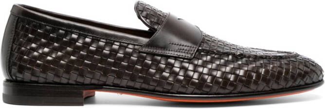 Santoni Geweven loafers Bruin