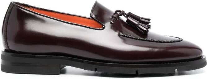 Santoni Grizzly leren loafers Rood