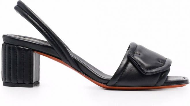 Santoni Leren slingback sandalen Zwart