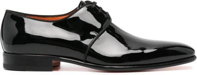 Santoni Leren derby schoenen Zwart