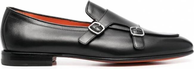 Santoni Leren gespschoenen Zwart